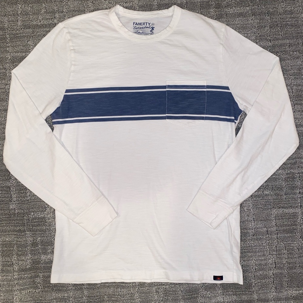 Faherty Sunwashed Pocket Long Sleeve T-Shirt Men Size Medium